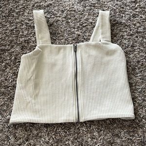 Offline by aerie ribbed zip up crop top